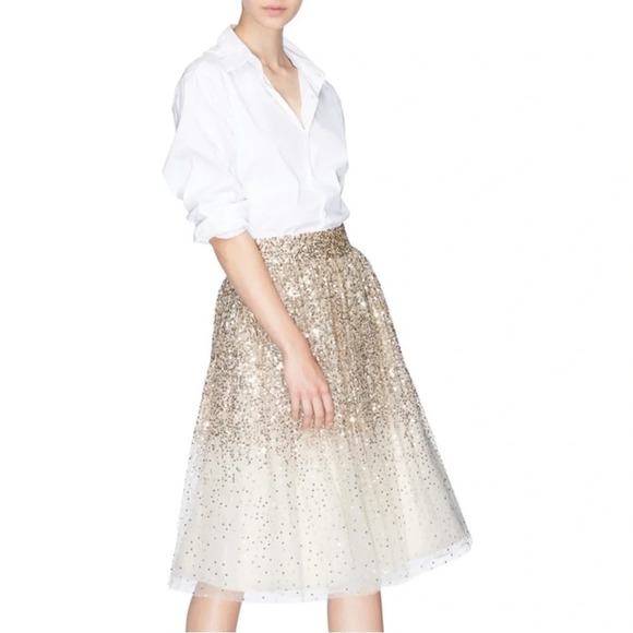 NWT ALICE + OLIVIA CATRINA SEQUIN TULLE SKIRT - Picture 2 of 11
